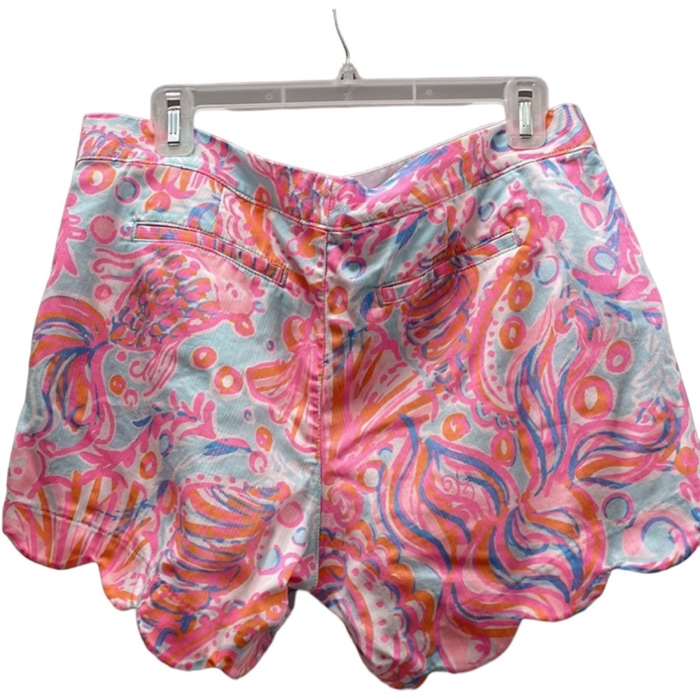 Lilly Pulitzer Buttercup Shorts Too Much Bubbly Pink & Blue Scalloped Size 10 - Picture 4 of 9